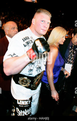 Brock Lesnar after his victory over Frank Mir at UFC 100 at the Mandalay Bay Events Center on July 11, 2009 in Las Vegas, Nevada. Francis Specker Stock Photo