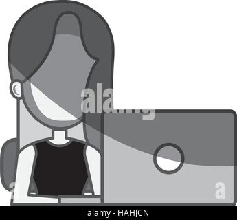 woman avatar using laptop vector illustration design Stock Vector