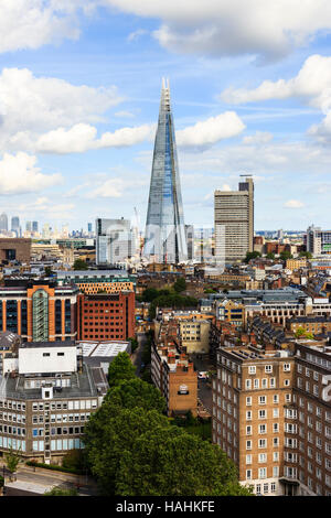View of the Shard over Southwark from the viewing gallery of Tate Modern, Bankside, London, UK Stock Photo