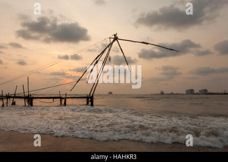 Chinese fishing nets in Kochi (Cochin) India Stock Photo