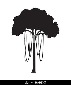 silhouette of tree plant icon over white background. vector illustration Stock Vector