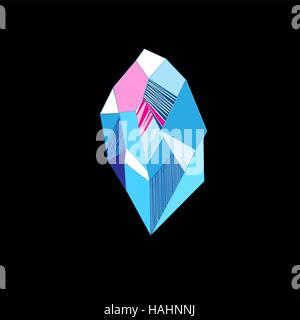 Vector drawing of a mysterious crystal on a dark background Stock Vector
