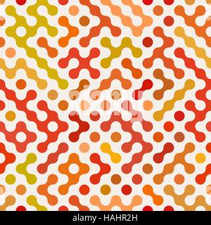 Vector Seamless Multicolor Red Orange Rounded Circular Shape Irregular Pattern Stock Vector