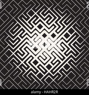Vector Seamless Rounded Line Maze Irregular Pattern Halftone Circular Gradient Stock Vector