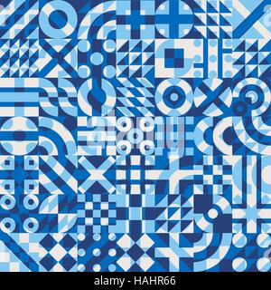 Vector Seamless Blue White Overlay Irregular Geometric Blocks Pattern Stock Vector