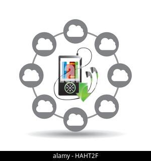 music cloud connection mp3 book audio graphic vector illustration eps 10 Stock Vector