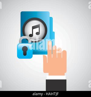 hand press folder file music security vector illustration eps 10 Stock Vector