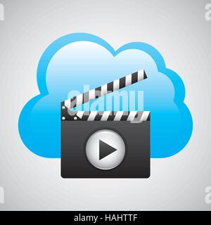 cloud computing clapper film media vector illustration eps 10 Stock Vector