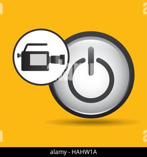 video production concept power button graphic vector illustration eps 10 Stock Vector