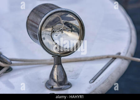 Spotlight on front of pleasure boat Stock Photo