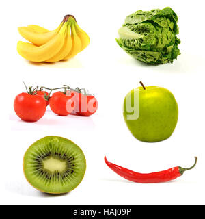 fruits and vegetables isolated on white Stock Photo
