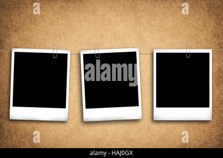 Blank photo frames on a grungy background Stock Photo