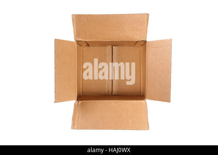 Empty cardboard box isolated on white background Stock Photo