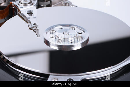 close up of hard disk inside Stock Photo