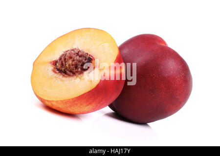 nectarines isolated on white background Stock Photo