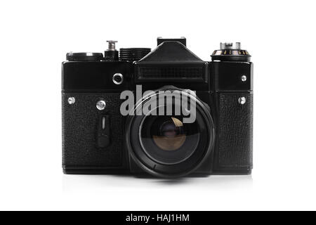 old retro photo camera isolated on white Stock Photo