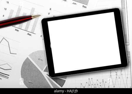 blank digital tablet on business documents Stock Photo