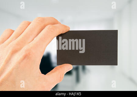 Hand hold blank business card Stock Photo