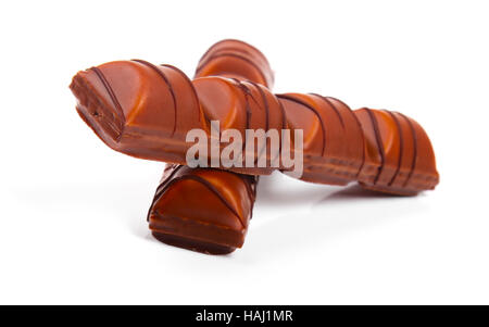 chocolate candy bars isolated on white Stock Photo