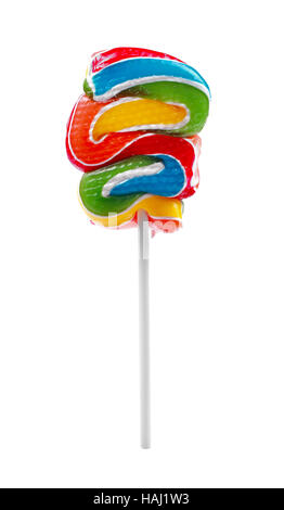 colorful lollipop on stick isolated on white background Stock Photo