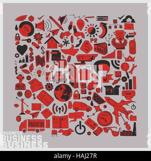 Big set of cartoon icons, pictograms, and simple characters. Stock Vector
