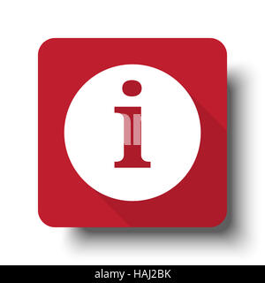 Flat Information web icon on red button with drop shadow Stock Photo