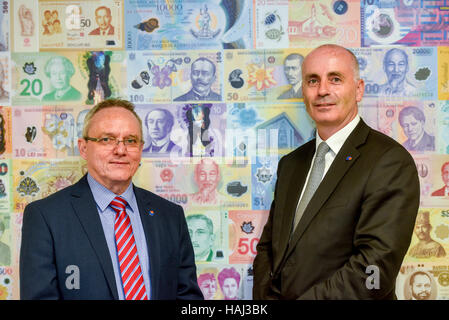 Managing Director of Innovia Security Bernhard Imbach (left) and Mark Robertshaw CEO Innovia Group Stock Photo