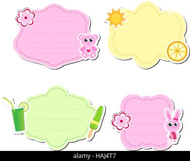 Cute kids frame for text, isolated on white background. Children s template. Baby . Vector illustration Stock Vector