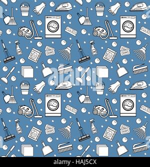 Cleaning seamless pattern.  endless background, texture, wallpaper. Vector illustration Stock Vector