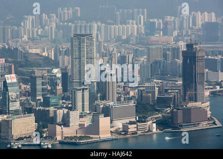 View from Victoria Peak on Central, Hong Kong Island, Hong Kong, China, Asia Stock Photo