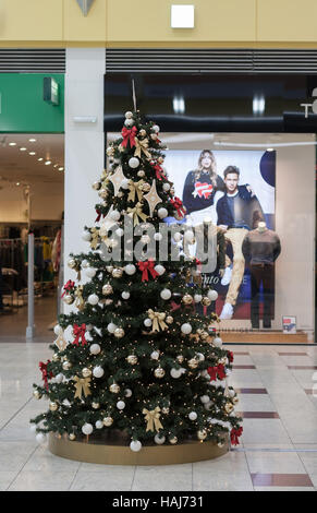 BRNO,CZECH REPUBLIC-NOVEMBER 19,2016:Christmas tree with decorations at shopping center Olympia on November 19, 2016 Brno, Czech Republic Stock Photo