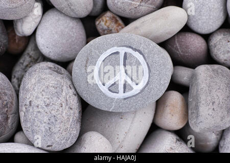 Peace symbol on stone. Close up. Stock Photo