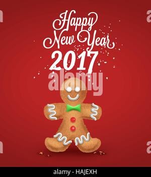 Gingerbread man, vector icon for new year s day, christmas, winter holiday, cooking, new year s eve, food, silvester, etc Stock Vector
