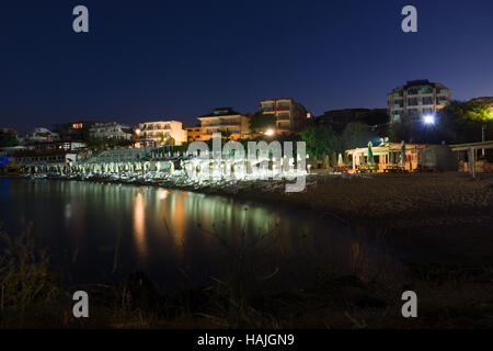 Nessebar, Bulgaria - JUNE 19, 2016: night view of the coastline near the New Nessebar hotels Stock Photo