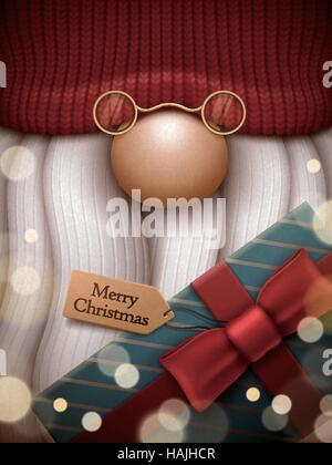 an old man with long white beard, brown beanie and big nose that looks like santa Stock Vector