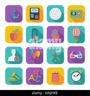 Color flat icons for Web Design and Mobile Applications. Vector illustration. Stock Vector