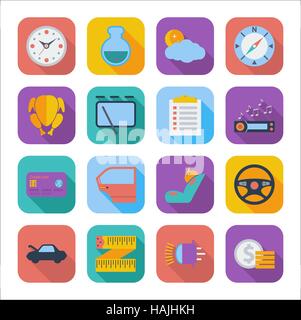 Color flat icons for Web Design and Mobile Applications. Set 4. Vector illustration. Stock Vector