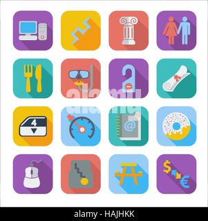 Color flat icons for Web Design and Mobile Application. Vector illustration. Stock Vector