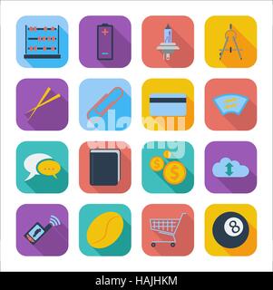 Color flat icons for Web Design and Mobile Application. Vector illustration. Stock Vector