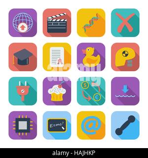 Color flat icons for Web Design and Mobile Application. Vector illustration. Stock Vector