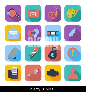 Color flat icons for Web Design and Mobile Application. Vector illustration. Stock Vector