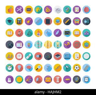 Education color flat icons. Vector illustration. EPS 10 Stock Vector