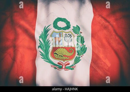 3d rendering of an old Republic of Peru flag waving on white background ...