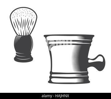 Shaving Mug and Brush Isolated on a White Background. Vector Stock Vector