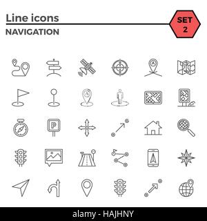 Navigation Thin Line Related Icons Set on White Background. Simple Mono Linear Pictogram Pack Stroke Vector Logo Concept for Web Graphics. Stock Vector