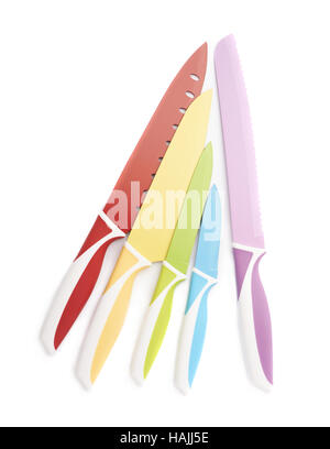 Pile of steel knives isolated over the white background Stock Photo