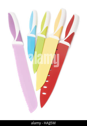 Pile of steel knives isolated over the white background Stock Photo