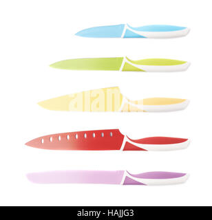 Set of steel knives isolated over the white background Stock Photo