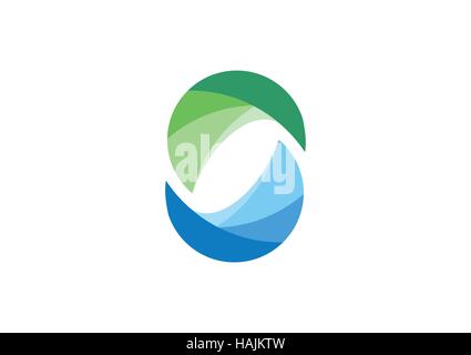 circle, water, nature, logo, symbol, elements, sphere, abstract, infinity letter C, icon, vector, design Stock Vector