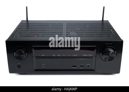 Front shot of black music receiver isolated on white background Stock Photo